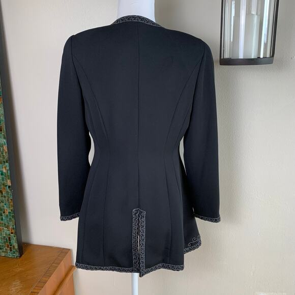 Vintage Marie St. Claire Size 6 Embroidered Blazer Jacket Black Whimsygoth - Picture 12 of 13